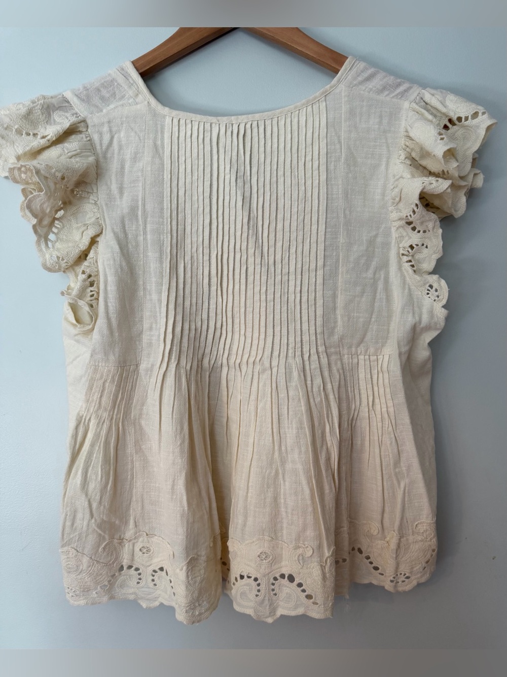 Anthropologie-Inspired Cream Eyelet Lace Pintuck Blouse NWT 🌷Jennifer & Grace - Picture 2 of 9